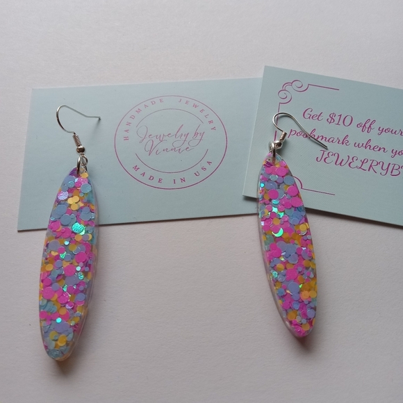 Hand Crafted Jewelry - Hand Crafted Vibrant Confetti Earrings